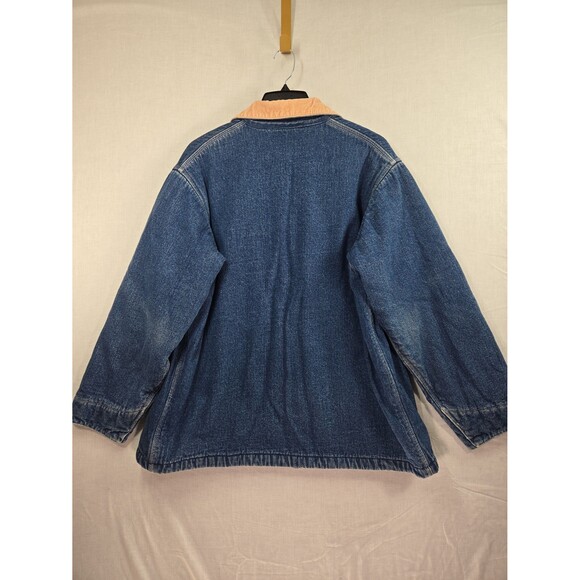 Vintage 80s OshKosh Fleece Blanket Lined Chore Coat Barn Coat Jacket 46R Mens XL - Picture 9 of 12